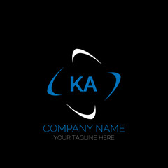 KA letter logo creative design. KA unique design. KA creative initials letter logo concept. KA letter logo design on black background.