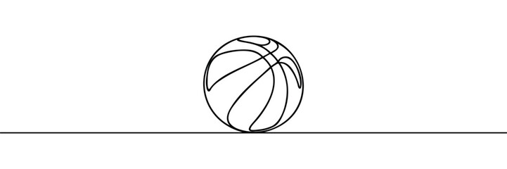 A basketball is drawn in one line. Continuous drawing of ball lines.