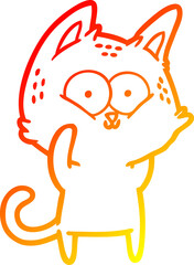 warm gradient line drawing cartoon cat