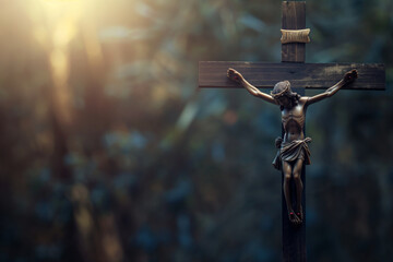 Wall Mural - Free photo friday background with jesus christ and cross. Generative Ai