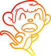 warm gradient line drawing shouting cartoon monkey running
