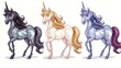 magical friends - playful cartoon unicorns side by side