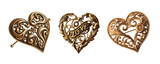 Fototapeta  - 3 Old fashioned love brooch made of gold with intricate design isolate on transparent background
