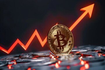 Wall Mural - Bitcoin price surge: soaring cryptocurrency values reflect market optimism, potential for financial growth and investment opportunities amidst evolving global economic landscape.