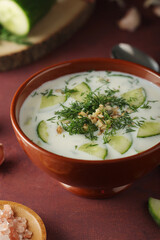 Wall Mural - A bowl with Tarator cold soup - traditional Bulgarian dish