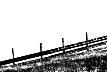 Wall Mural - Fence, pasture fence, isolated in black and white, artist's impression