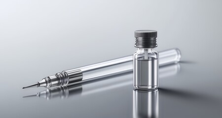 Wall Mural -  A syringe and a vial, ready for precision