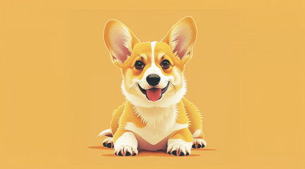 Dog, illustration and digital art of an animal isolated on a background for poster, post card or printing. Cute, creative and drawing of a cartoon character for wallpaper, canvas and decoration