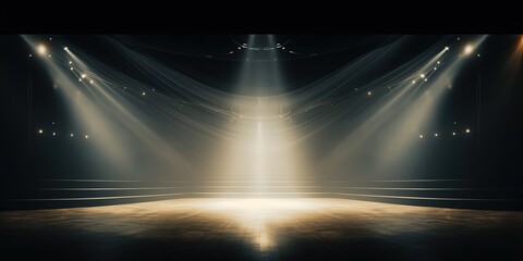 Canvas Print - Artistic performances stage light background with spotlight illuminated the stage for contemporary dance. Empty stage with monochromatic colors and lighting design.