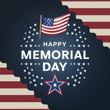 USA Memorial Day social media banner template, USA Memorial Day, American Independence Day,  4 July, Independence Day United States of America greeting card, Happy USA Independence Day blue 
