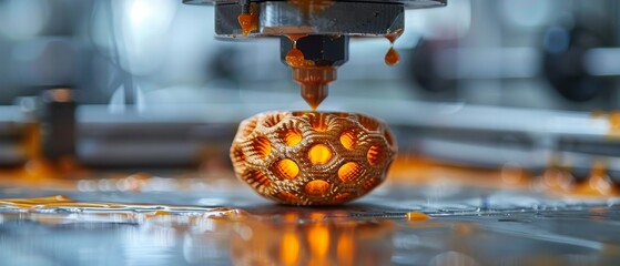 Poster - Operating a 3D printing machine. Concept of 3D rapid prototyping.