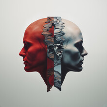 Two Human Heads Joined Together