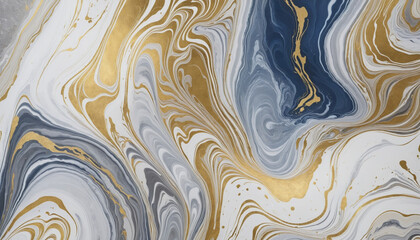 Wall Mural - Luxury marble in gold, white, blue and gray tones