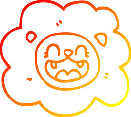 warm gradient line drawing cartoon happy lion