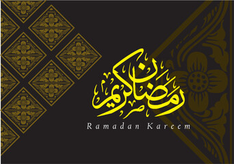 “Ramadan Kareem greeting card, Ramadan Kareem calligraphic inscriptions, Isolated on white and black background. Monochrome vector illustration.special for your design