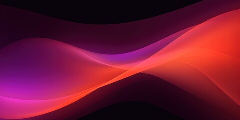 Canvas Print - Abstract grainy gradient background purple pink orange black glowing color wave dark backdrop noise texture banner poster header design