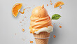 Watercolor Illustration of Orange 3d Ice Cream