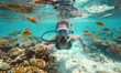 © Jam - girl is engaged in snorkeling on vacation, coral reef