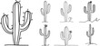 © Cris - hand-drawn cacti in one thin line, minimalist vector illustration silhouette for laser cutting cnc, engraving, decorative clipart, black shape outline