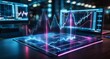 © vivekFx - Advanced technology in action - A futuristic workspace with holographic displays