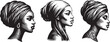 african beauty, young woman with headscarf, vector silhouette
