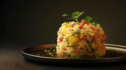 Wall Mural - Savory rice pilaf on elegant plate