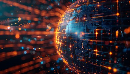 Aufkleber - abstract digital globe, concept of global network and connectivity, information exchange and telecommunications