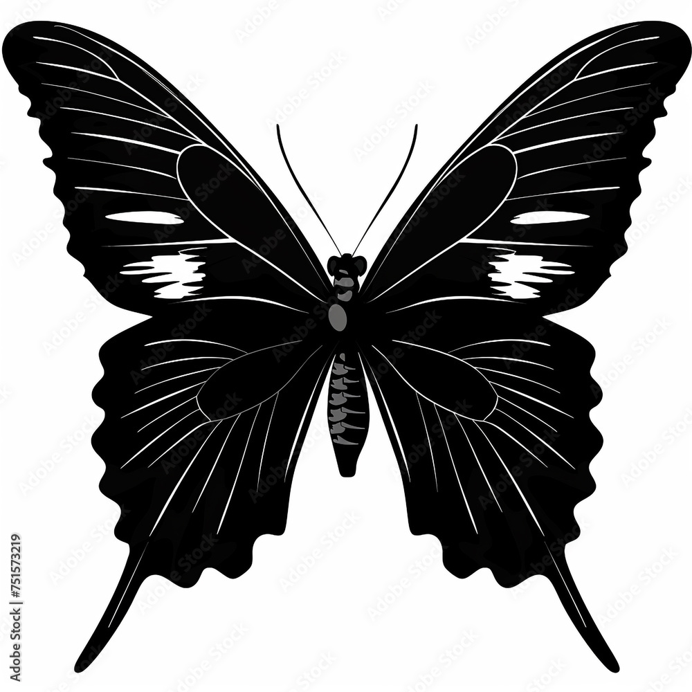 Illustration of a butterfly using black ink with a simple concept and ...