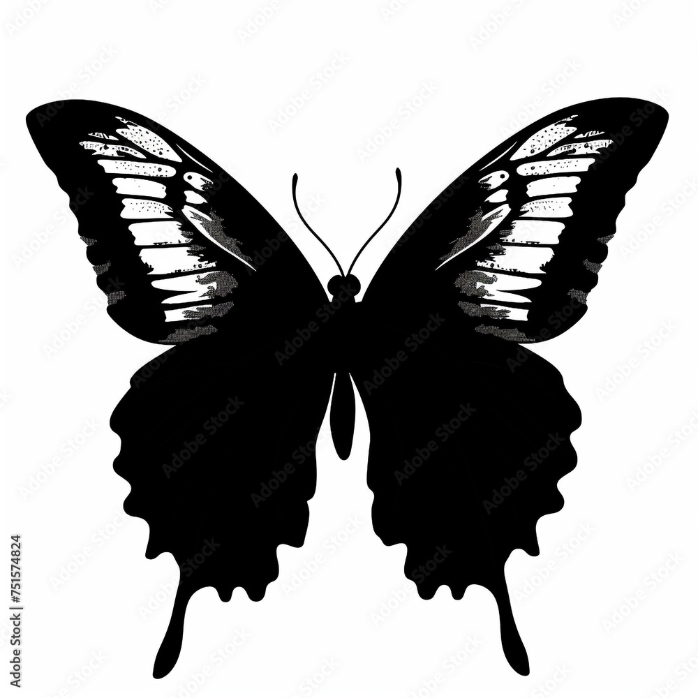 Illustration of a butterfly using black ink with a simple concept and ...