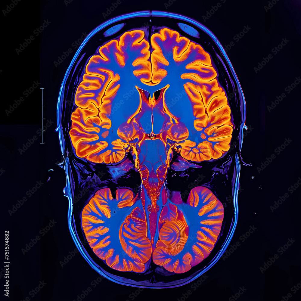 Ilustración de Stock High resolution PET CT scan of the human brain ...