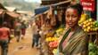 Young african woman selling fruits and vegetables in a market in Ethiopia
