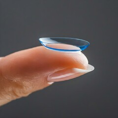 Close-Up of a Single Contact Lens Balanced on a Persons Finger