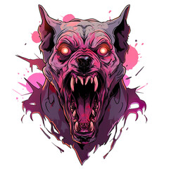 Wall Mural - t-shirt design sticker icon logo pitbull mask character scary, sticker