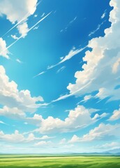 Wall Mural - Anime blue sky with white cloud background