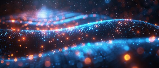 Wall Mural - data communication and transfer of dna biology. futuristic concept of digital dark and blue backgrou