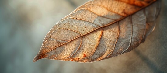 Poster - Aesthetic green leaf in nature with beautiful natural blurred background for mindfulness and relaxation concept