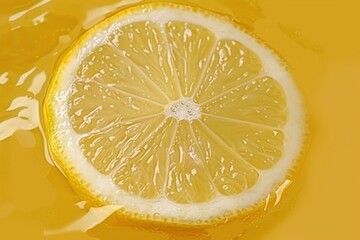 Yellow lime slices with yellow liquid background