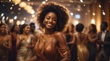Fototapeta Sport - Beautiful african woman dancing at gala event
