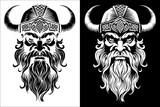 Fototapeta Dinusie - A Viking warrior or barbarian gladiator man mascot face looking strong wearing a helmet. In a retro vintage woodcut style.