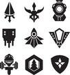 © Михаил Н - Set Greyscale cyberpunk video game symbol. Hand drawn vector illustration