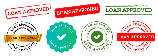 Wall Mural - loam approved rectangle and circle stamp label sticker sign for agreement