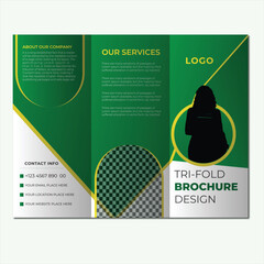 Wall Mural - tri-fold brochure design template for marketing promotion.A4 flyer, brochure, banner, leaflet, gradient color and free illustration