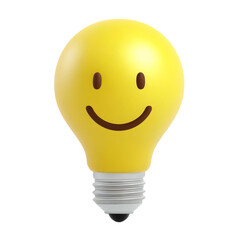 Wall Mural - Cheerful yellow light bulb character with a cute smile on transparent background