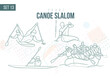 sport canoe slalom Tournament Summer Games , sports games hand-drawn doodles. vector illustration set