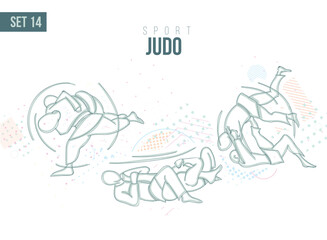 Wall Mural - sport judo Tournament Summer Games , sports games hand-drawn doodles sport. vector illustration set