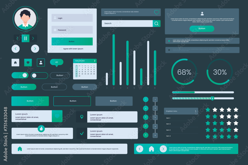 Free vector flat minimal UI kit template design Stock Vector | Adobe Stock