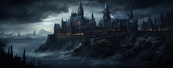 Wall Mural - gothic castle illutration