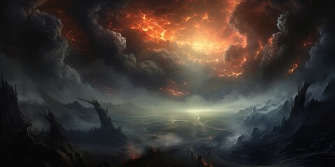 Wall Mural - rough path to destiny. an exit of a massive turbulence or vortex. a space storm or colossal stormfro
