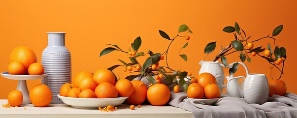 Wall Mural - Bright Winter Orange: Fresh and Vibrant Imagery Discover the refreshing and captivating beauty of winter with our collection of vibrant and fresh orange imagery.