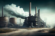 Industrial plant, smoking chimneys. The concept of environmental protection from industrial pollution.